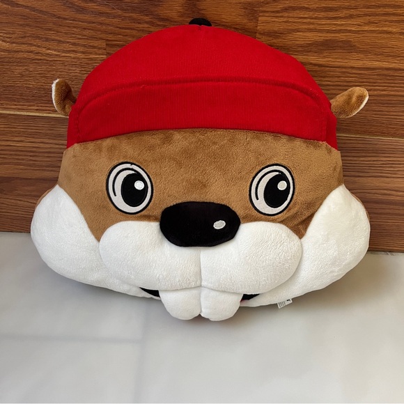 bucee's buc-ee's gas station bucee the beaver head 16" wide plush pillow travel - Picture 1 of 8